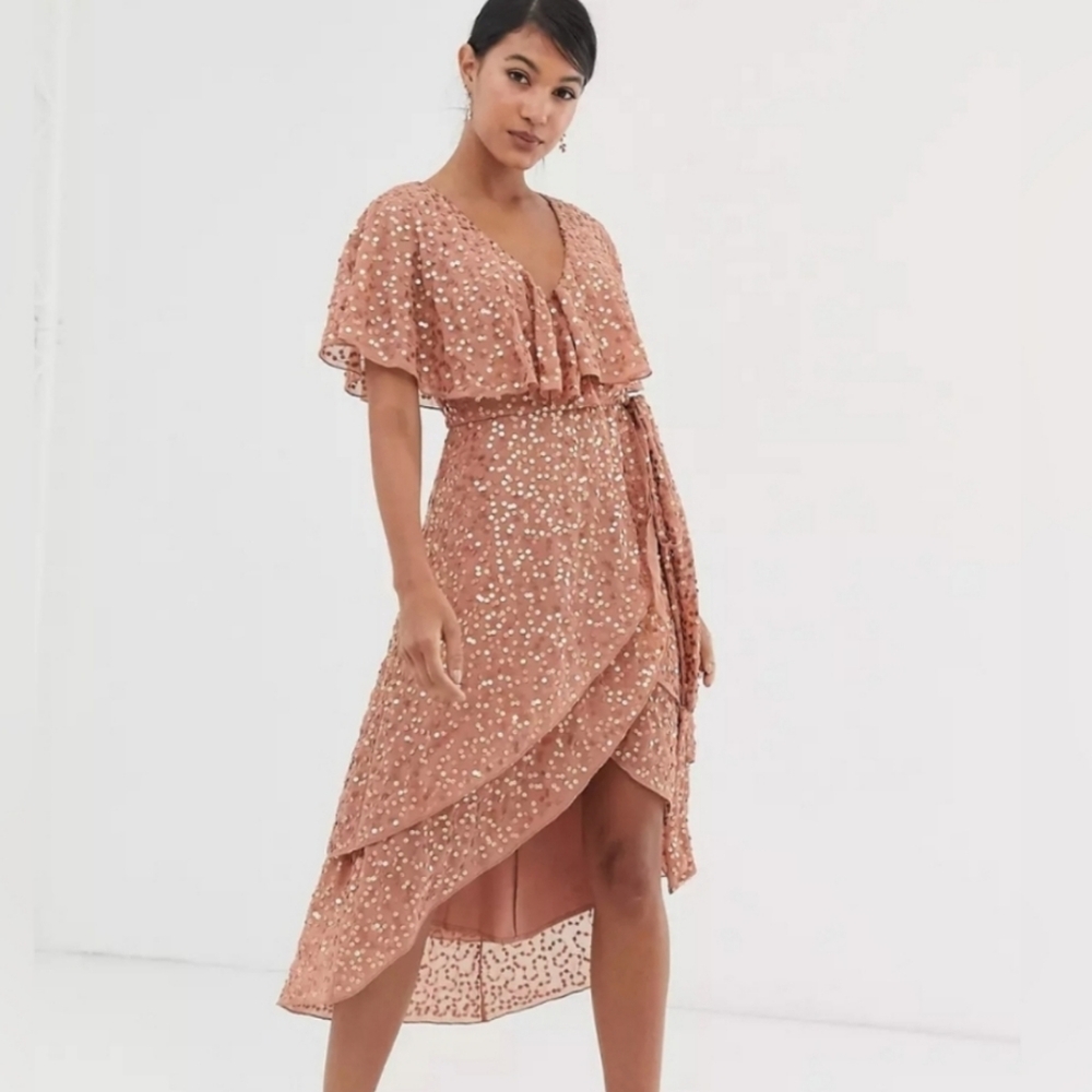 ASOS Design Sequin Midi Dress Size 8 NWT
